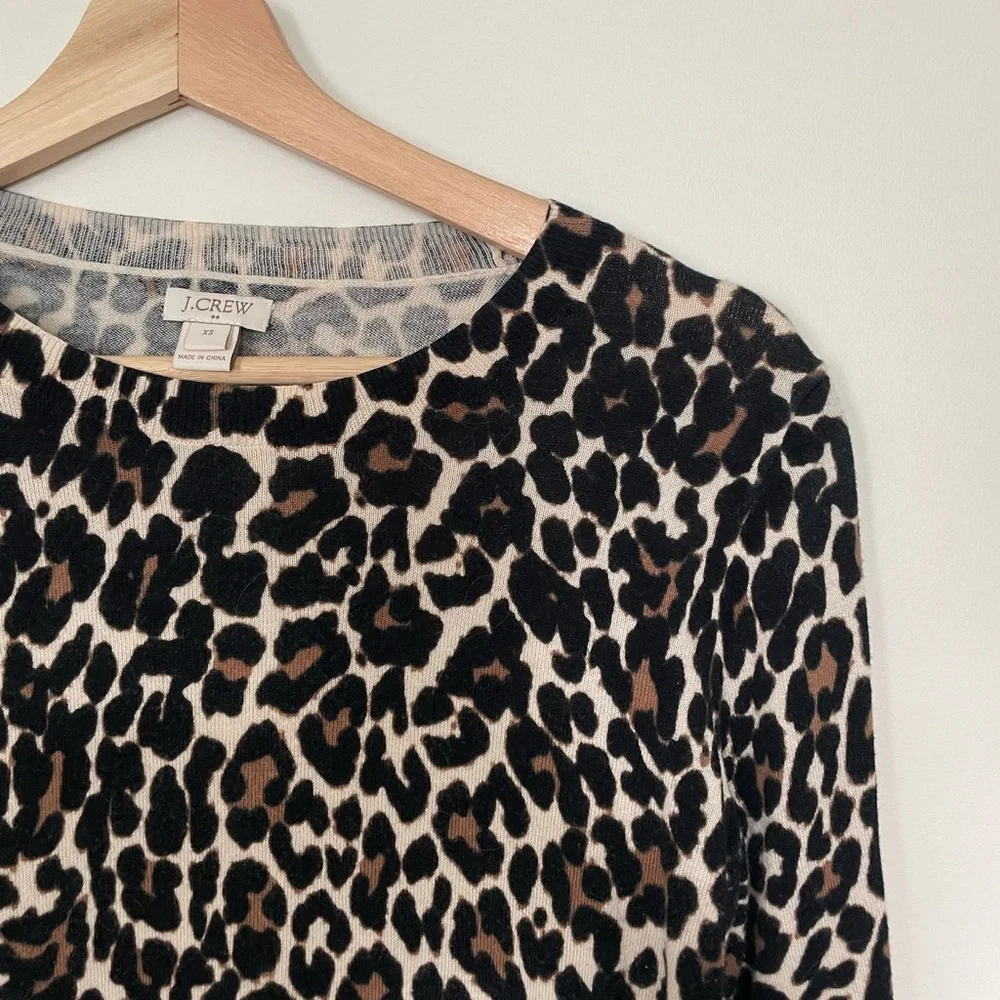J. Crew Leopard Crew Neck Sweater